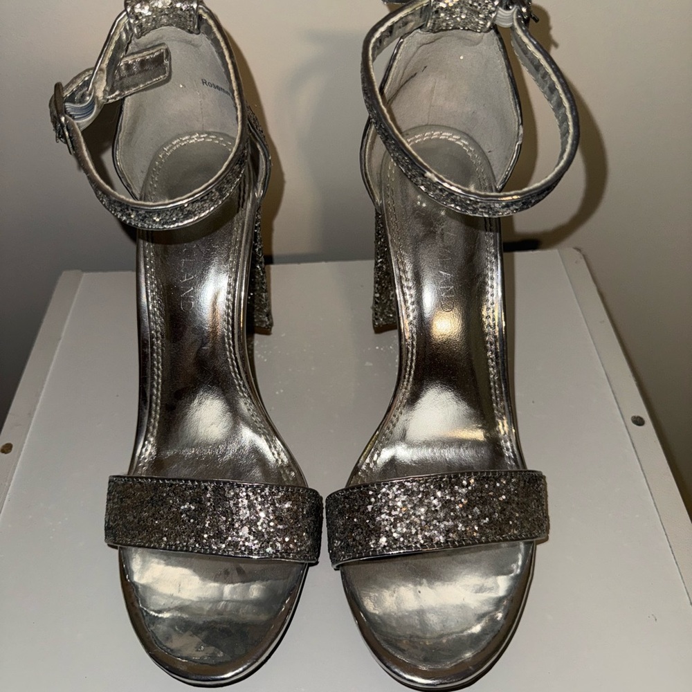Elegant Silver Glitter Heels